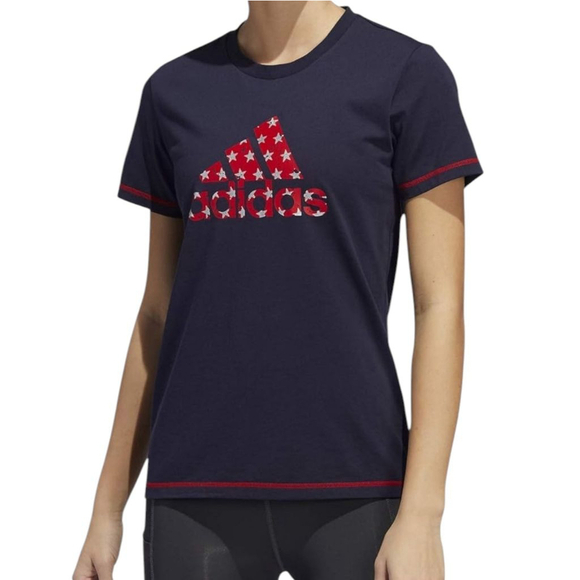 Adidas XS Navy Blue and Red Americana Stars T-shirt - Picture 1 of 7
